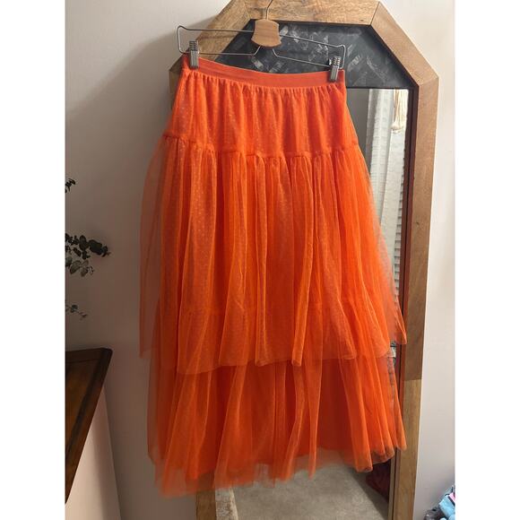 Anthropologie Evelyn Tulle Tiered Midi Maxi Skirt - Picture 2 of 8